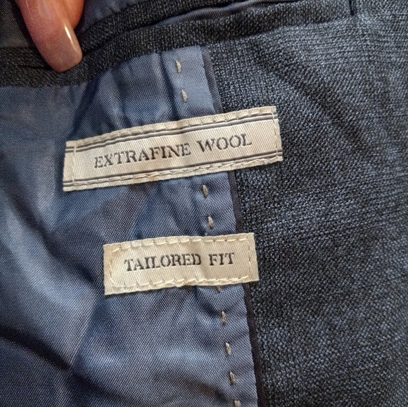 Zara Boy Print Blue 9/10 Extrafine Wool Tailored Fit Front Buttons Coat Blazer - Picture 7 of 10